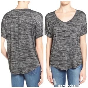 Rag & Bone Jean Marled Knit Melrose Femme Scoop Neck Short Sleeve Top